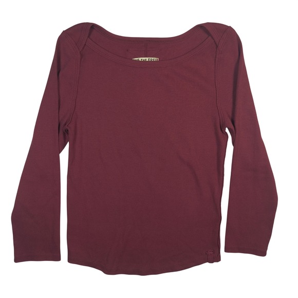 Free People Tops - Free People We The Free Lucy Layering Top M Ribbed Long Sleeve Burgundy Cotton